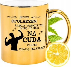 Prémium Arany Fényes Bögre Asztalosnak Ajándék Nyomtatott Fotóval