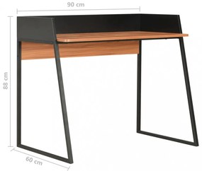 fekete és barna íróasztal 90 x 60 x 88 cm