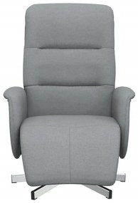 Világosszürke szövet dönthető fotel lábtartóval