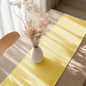 Goldea lenvászon keveréket tartalmazó asztali futó - sárga 50x140 cm