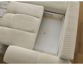 Bézs buklé kinyitható-tárolóhelyes sarokkanapé (bal oldali-heverő résszel) Roxelane – Bobochic Paris