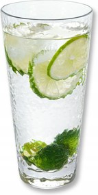 Wilmax nagyméretű, kalapált mintás, kézzel fújt üvegpohár, 450 ml-es, italokhoz, vízhez, gyümölcsléhez