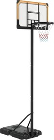 SPORTNOW Magasságban Állítható Kosárlabdagyűrű Tölthető Alap és Kerekek, PC, Acél, Poliészter, Fekete | Aosom