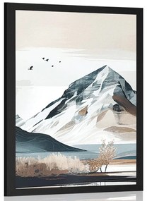 Plakát festői hegyek skandináv stílusban