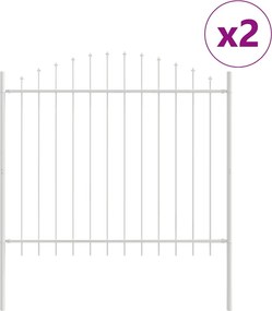 vidaXL Kerti Kerítés 2 pcs Fehér 170 x 165 cm Porszórt acél