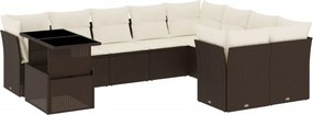 vidaXL 10 részes barna polyrattan kerti ülőgarnitúra párnákkal