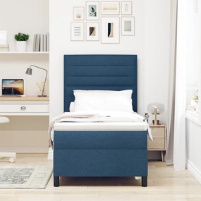 Boxspring ágy matraccal, kék, 100x200 cm szövet