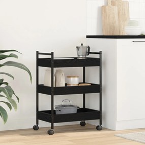 Konyhai Trolley Fekete Tölgy 50x30x70 cm Lemezelt Fa