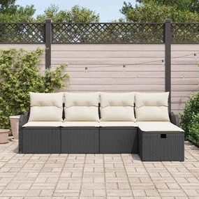 Kerti Kanapé Szett 5 pcs Fekete és krémszínű 231 x 117 x 85 cm
