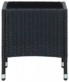 fekete polyrattan kerti asztal 40 x 40 x 45 cm