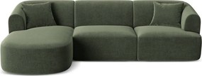 Zöld bársony sarokkanapé (bal oldali-heverő résszel) Campi – Cosmopolitan Design
