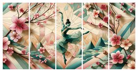 5 részes kép geometrikus balerina mozgásban