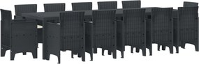 vidaXL Kert étkező szett párnával 13 pcs Antracit Polyrattan
