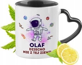 Fekete bögre szív alakú füllel Olaf számára Ideális Ajándék