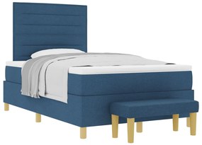 Box Spring Ágy Matraccal &amp; Pad Kék 120x190 cm Szövet