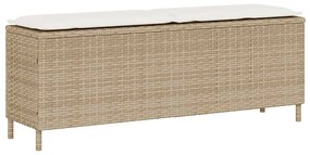 Bézs polyrattan kerti pad párnával 110x30x40,5 cm
