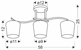 Csillár rúdon ESNYR 3xE27/40W/230V fekete/fehér