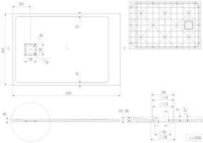 Erga Hyper, SMC zuhanytálca 120x80x2,6 cm + szifon, fehér matt, ERG-V06-SMC-8012S-WH