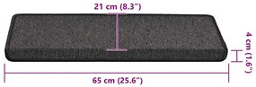 30 db antracitszürke lépcsőszőnyeg 65x21x4 cm