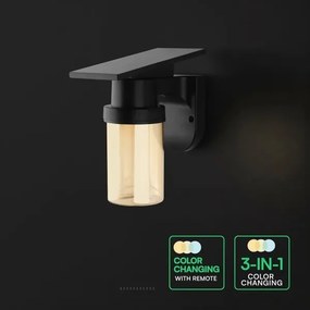 LED Sol fali lámpa LED/3,7V 2700/3200/5000K IP54 1800 mAh fekete/füstbézs + távirányító