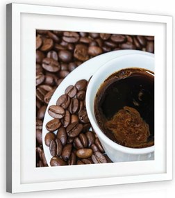 Vászonkép 80x80 Kávé szemes csésze ital reggel aroma meghittség halott
