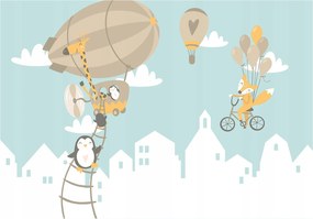 Fotótapéta Léggömb zsiráf rókával a mesevárosban 416x254 +ragasztó