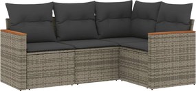 vidaXL 4 részes szürke polyrattan kerti ülőgarnitúra párnákkal