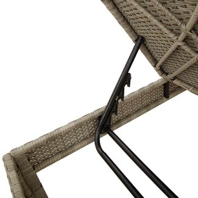 világosszürke polyrattan napozóágy párnával 55x200x44 cm