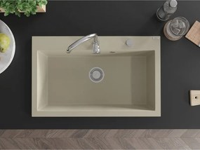 Mexen Elix gránit mosogató 1-medencés 800 x 500 mm, bézs, króm szifon - 6527801005-69
