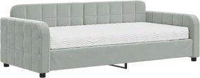 vidaXL világosszürke bársony kanapéágy matraccal 90 x 190 cm