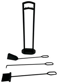 Kandallószerszám-készlet 70 cm, 3 részes,állvánnyal, fekete, fém