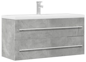 Betonszürke szerelt fa mosdószekrény 100 x 38,5 x 48 cm