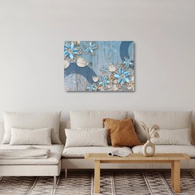 Kép - kék virágok (üvegen) (70x50 cm)