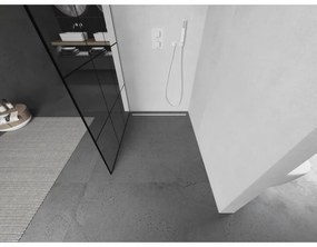 Mexen Kioto, Walk-In zuhany paraván 100 x 200 cm, 8mm üveg tiszta / fekete mintás, fehér profil, 800-100-101-20-77