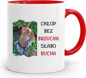 Bögre Piros Hordozó Janusz Paraszt Has Nélkül, fényképes nyomtatással