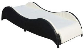 Fekete polyrattan napozóágy párnával