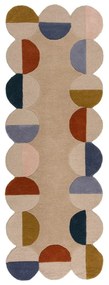 Bézs kézi szövésű gyapjú futószőnyeg 80x230 cm Mia Scallop Frame – Flair Rugs