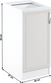 Alsószekrény D40, balos, fehér/sosna Andersen, SICILIA