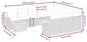 11 részes fekete polyrattan kerti ülőgarnitúra párnákkal