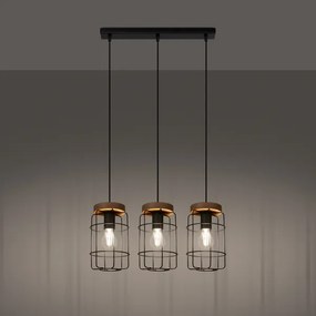 Sollux SL.1264 - Csillár zsinóron GOTTO 3xE27/15W/230V fekete