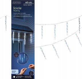 Karácsonyi Jégcsap Lámpa 60 LED-es kültéri/beltéri Hideg Fehér 360cm