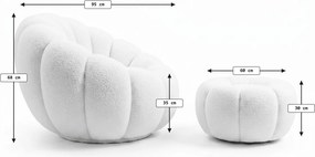 Forgatható design karosszék BLOOM zsámollyal, világos rózsaszín