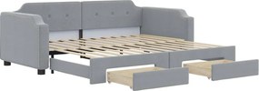 vidaXL világosszürke kihúzható szövet heverő fiókokkal 80 x 200 cm