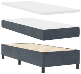 Boxspring Ágy Matraccal Sötétszürke 80x200 cm Bársony