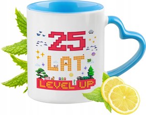 Születésnap 25 25-es 25-es Kék Bögre Szív Alakú Füllel Ajándék