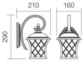 Redo 9951 - Kültéri fali lámpa BREMEN 1xE27/42W/230V IP23 arany/patinás