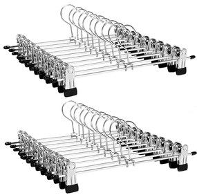 Fém nadrágtartó, 20 darabos szett, fekete és ezüst 31 cm széles