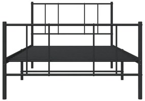 fekete fém ágykeret fej- és lábtámlával 80 x 200 cm