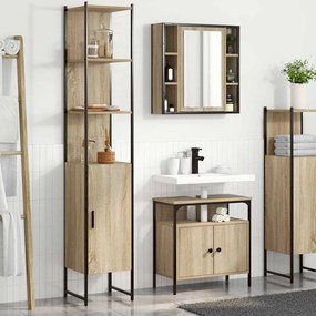 Fürdőszoba bútor szett 3 pcs sonoma tölgy 33 x 33 x 185.5 cm