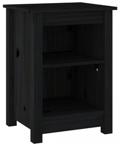 2 db fekete tömör fenyőfa éjjeliszekrény 40 x 35 x 55 cm
